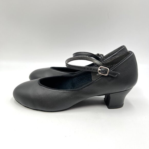 7.5 WIDE WIDTH‎ Capezio Black 459 Jr. Footlight Suede Sole Character Dance Shoes - Picture 6 of 15